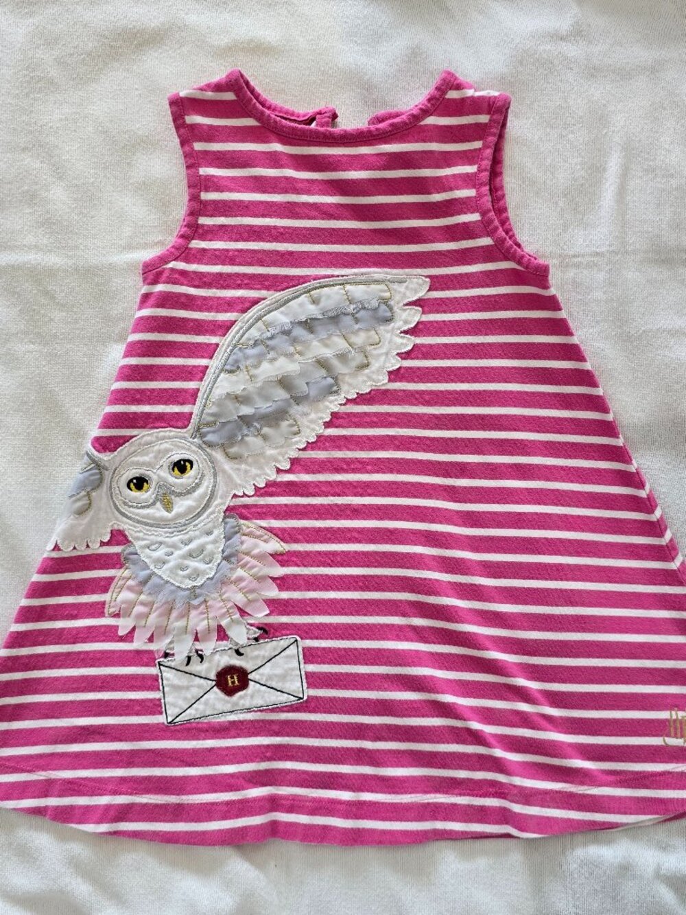 3-4Y Mini Boden Harry Potter Dress - Hedwig in pink white stripes